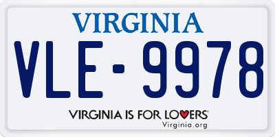 VA license plate VLE9978