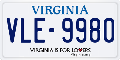VA license plate VLE9980