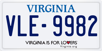 VA license plate VLE9982