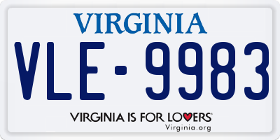VA license plate VLE9983