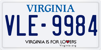 VA license plate VLE9984