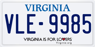 VA license plate VLE9985