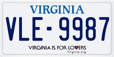 VA license plate VLE9987