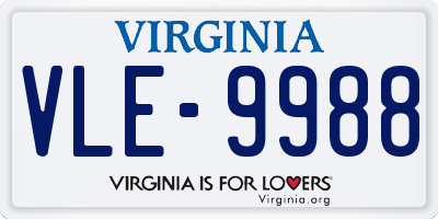 VA license plate VLE9988