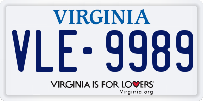 VA license plate VLE9989