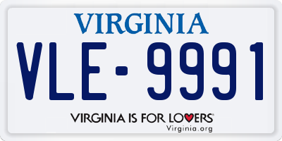 VA license plate VLE9991