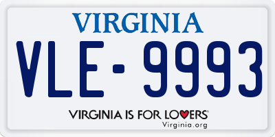 VA license plate VLE9993