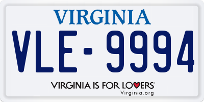 VA license plate VLE9994