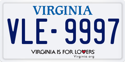 VA license plate VLE9997
