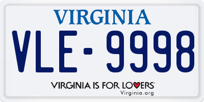 VA license plate VLE9998