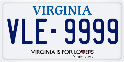 VA license plate VLE9999