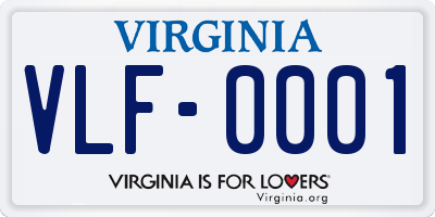 VA license plate VLF0001