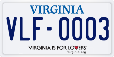 VA license plate VLF0003
