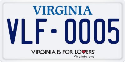 VA license plate VLF0005