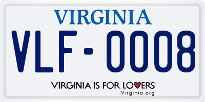 VA license plate VLF0008