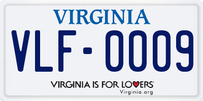 VA license plate VLF0009