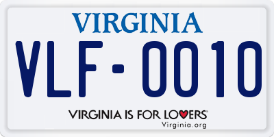 VA license plate VLF0010