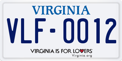 VA license plate VLF0012