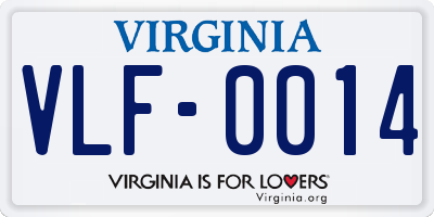 VA license plate VLF0014