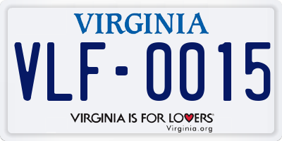 VA license plate VLF0015