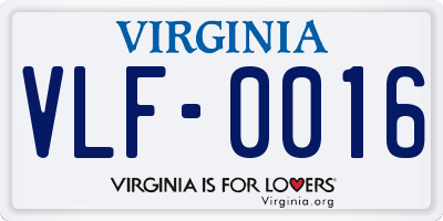 VA license plate VLF0016