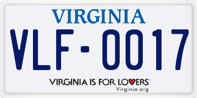 VA license plate VLF0017