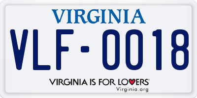 VA license plate VLF0018