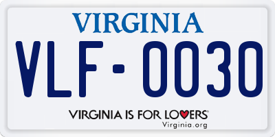 VA license plate VLF0030