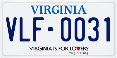 VA license plate VLF0031