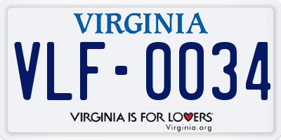 VA license plate VLF0034