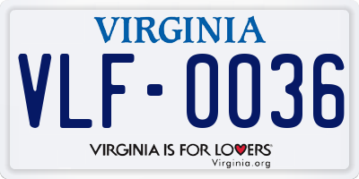 VA license plate VLF0036