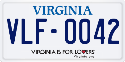 VA license plate VLF0042