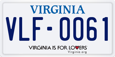 VA license plate VLF0061