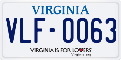 VA license plate VLF0063