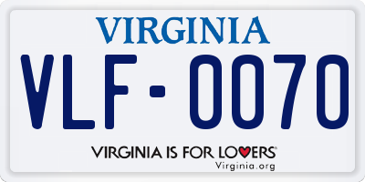 VA license plate VLF0070