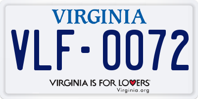 VA license plate VLF0072