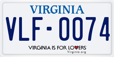 VA license plate VLF0074