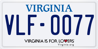 VA license plate VLF0077