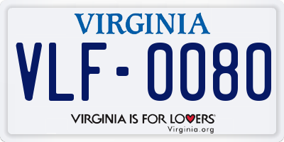 VA license plate VLF0080