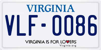 VA license plate VLF0086