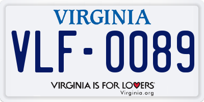 VA license plate VLF0089