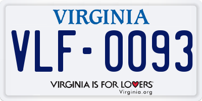VA license plate VLF0093