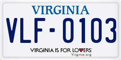 VA license plate VLF0103