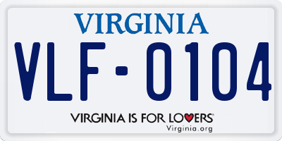 VA license plate VLF0104