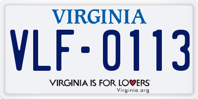 VA license plate VLF0113