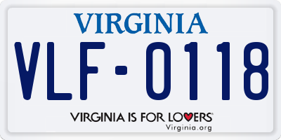 VA license plate VLF0118