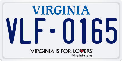 VA license plate VLF0165