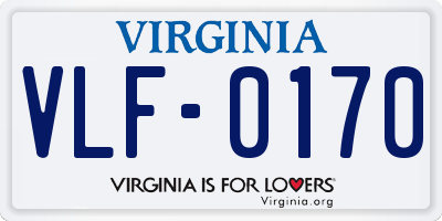 VA license plate VLF0170