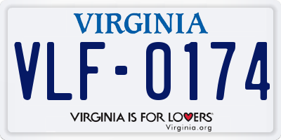 VA license plate VLF0174