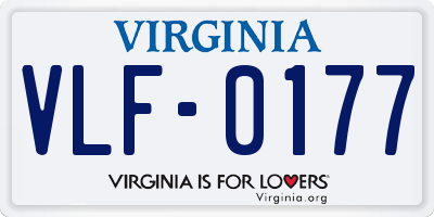 VA license plate VLF0177